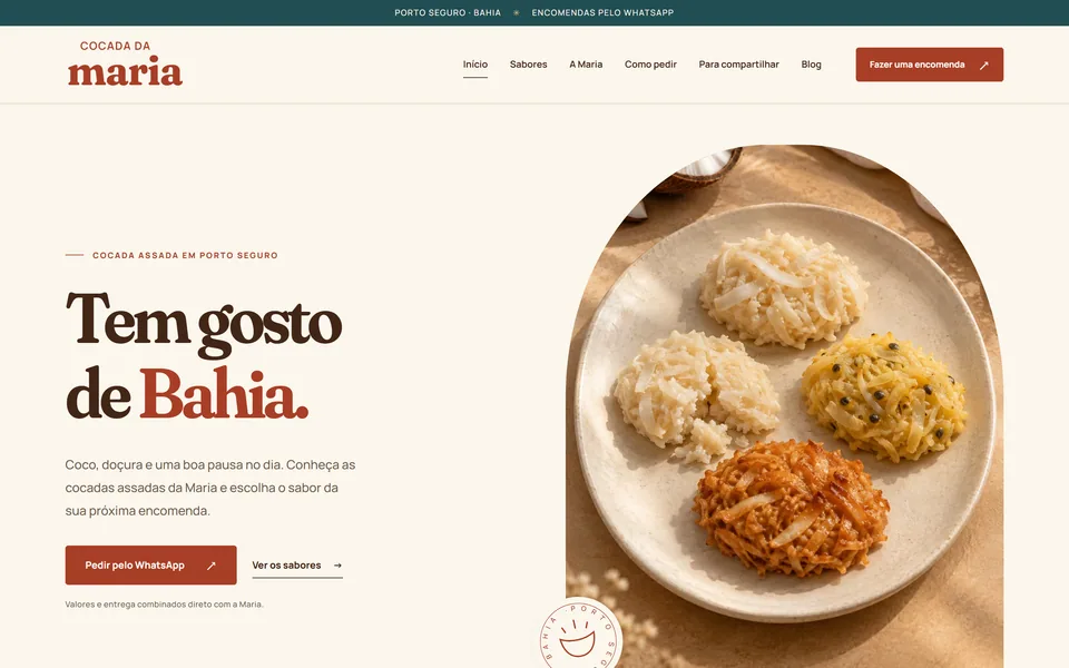 Prévia da página inicial: Cocada da Maria