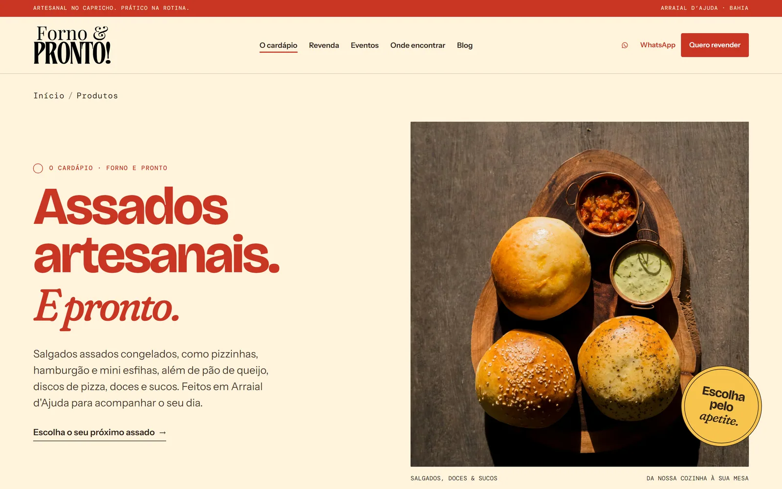 Catálogo de produtos da Forno & Pronto