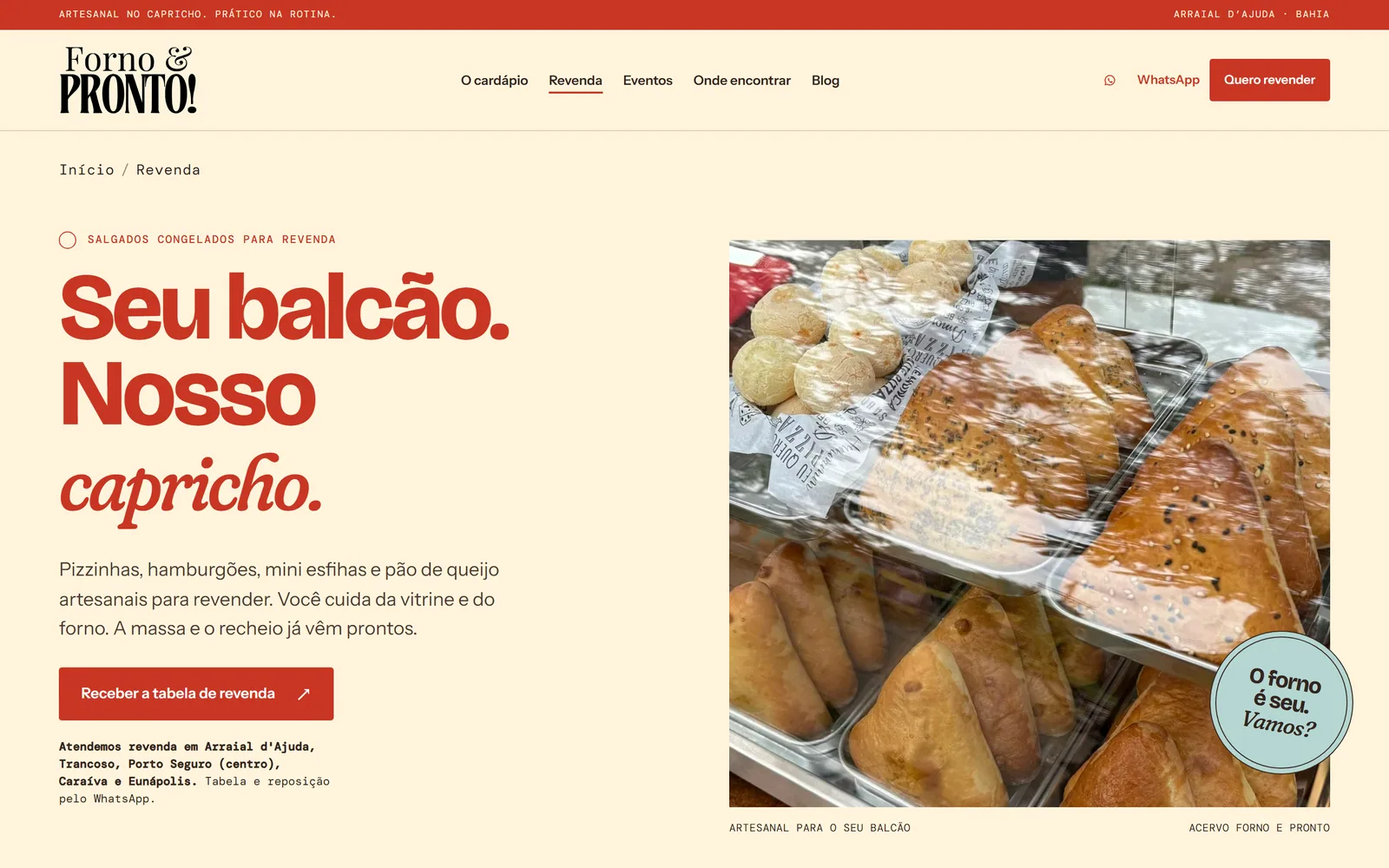 Página de revenda da Forno & Pronto