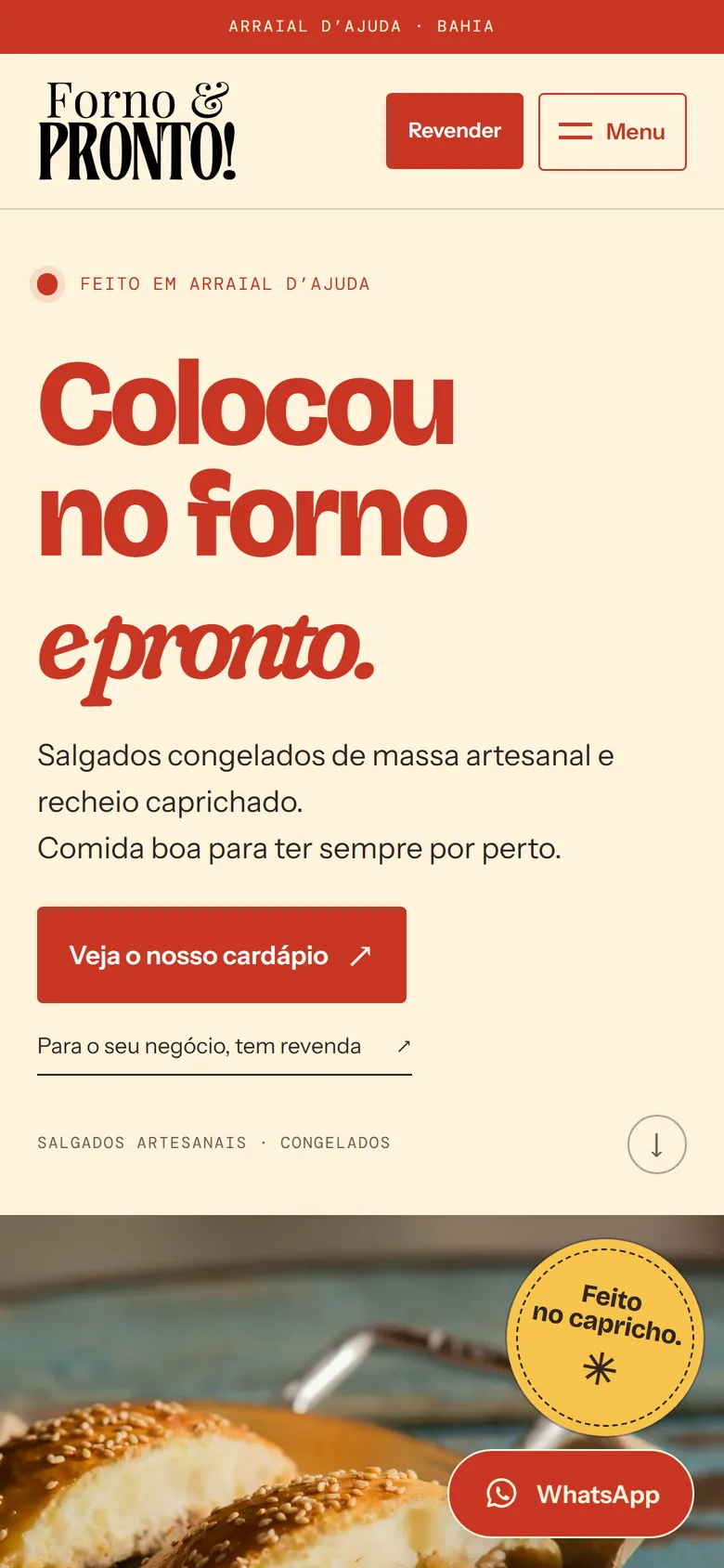 Site da Forno & Pronto no celular