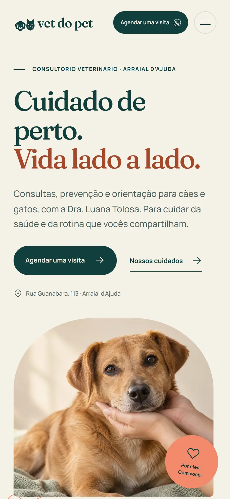 Primeira tela da Vet do Pet no celular
